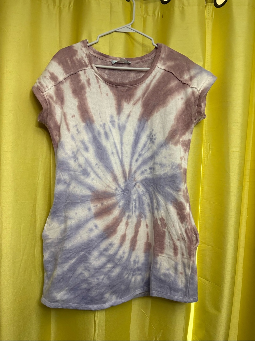 Tie-Dye Short Sleeve Women's mini dress in Mauve & Lavender